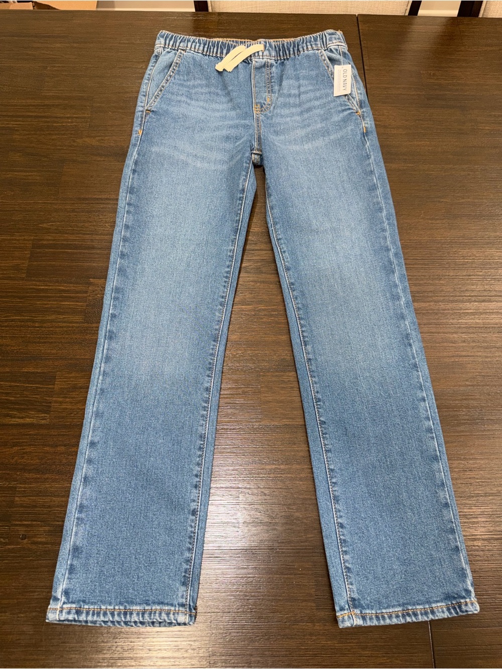 Old Navy Boys Drawstring elastic Waist straight leg Jeans size large NWT